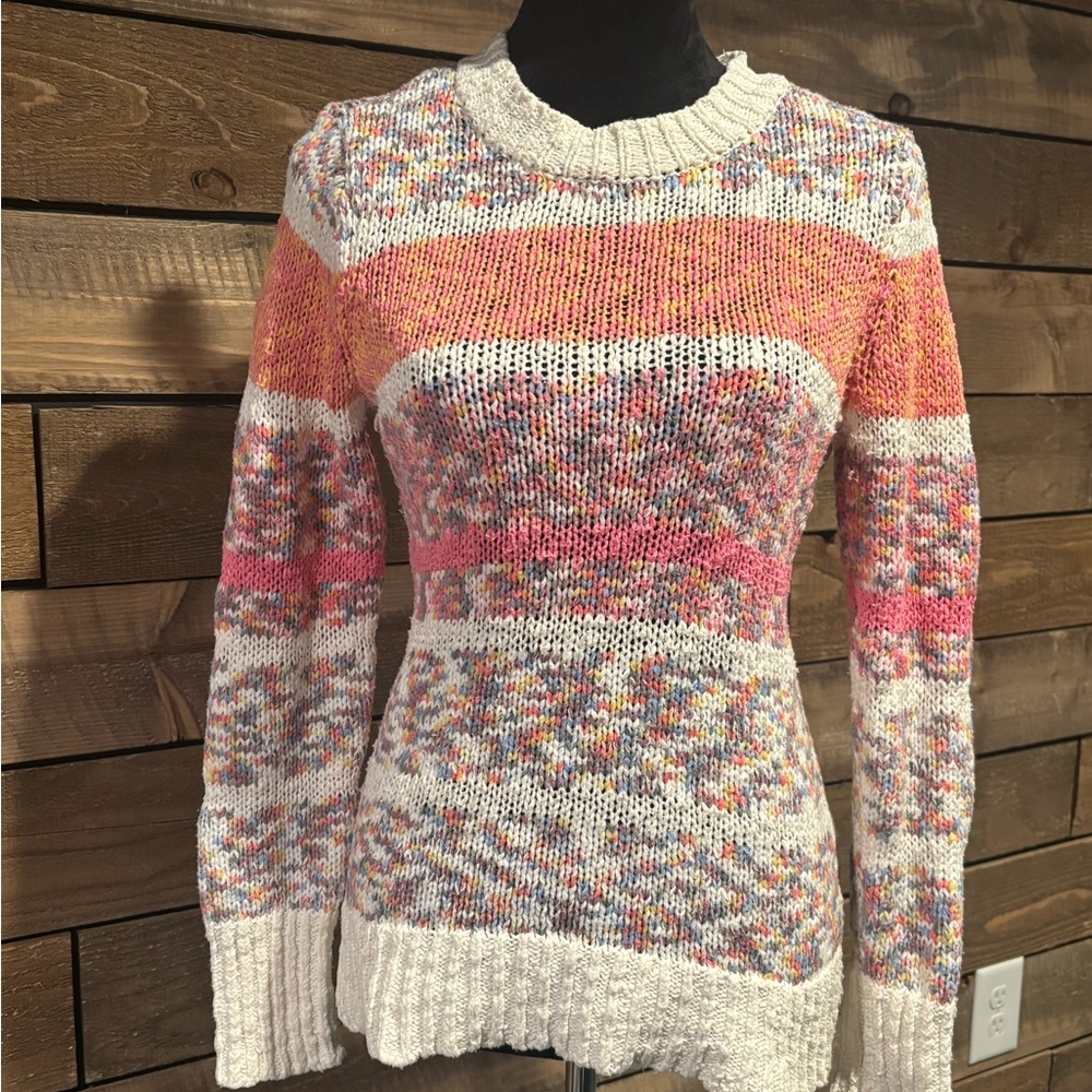 Christopher & Banks Pink and Cream Knit Sweater
